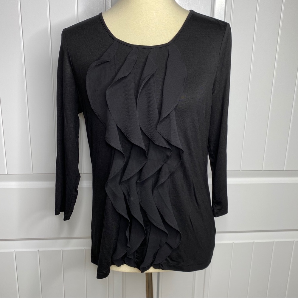 5/$25! Talbots black ruffle top size MP
